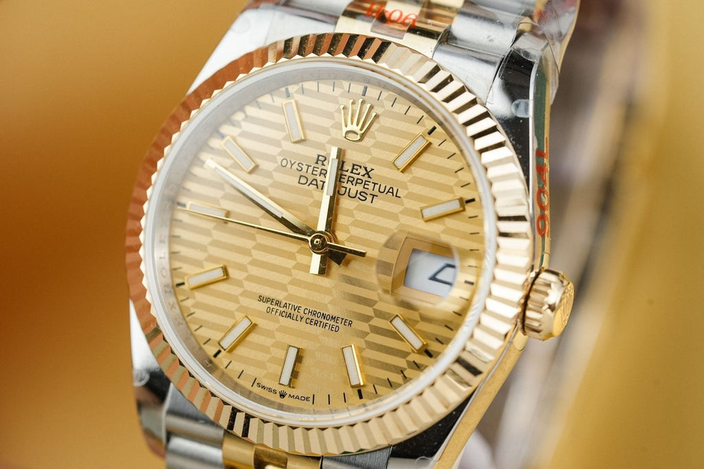 Rolex Watch Date Just 126233 Yellow Champagne Fluted Dial Gold Wrapped 36mm