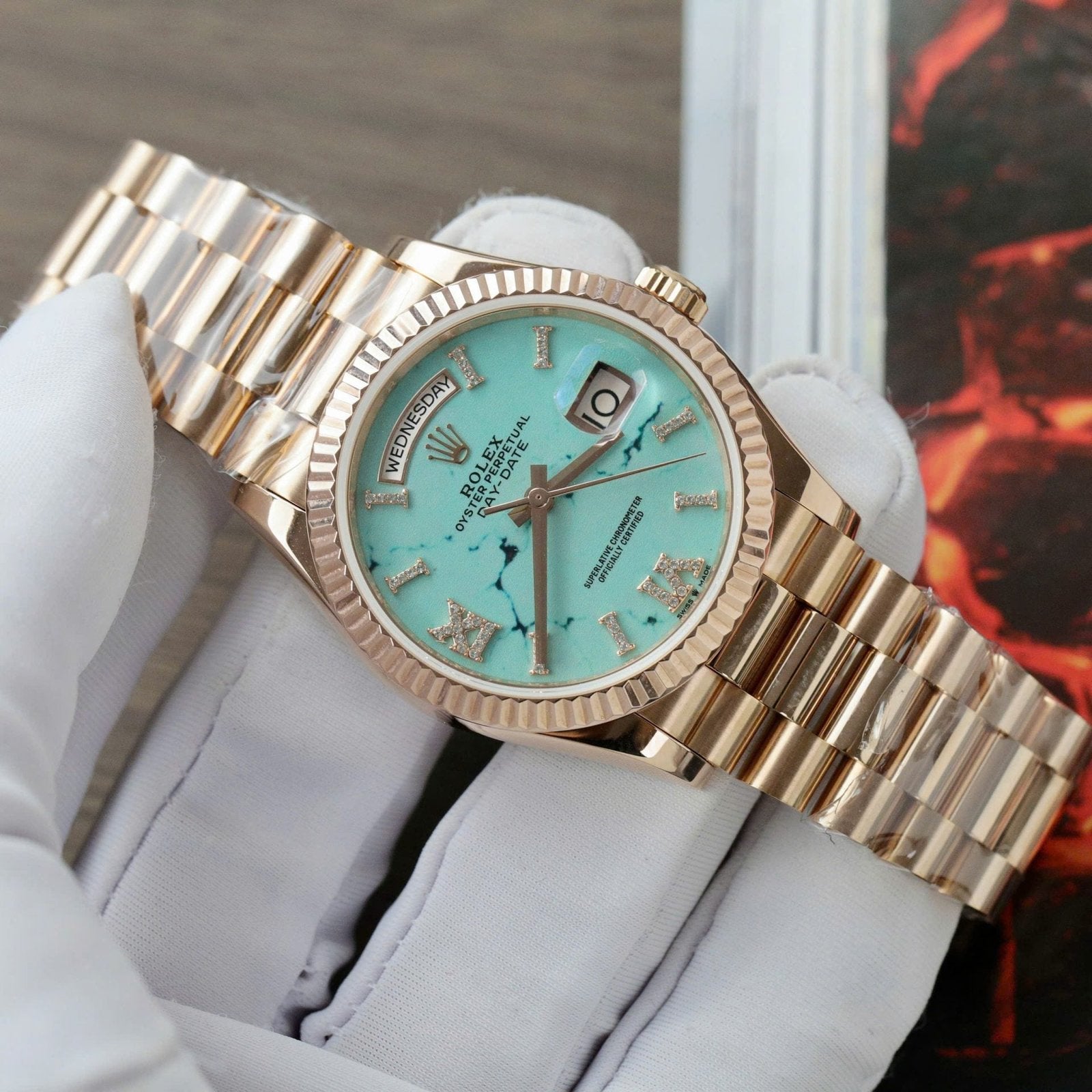 Rolex Watch Day-Date 128238 Dial Turquoise Gold Wrapped 36mm