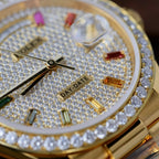 Rolex Day-Date Watch 18K Gold Wrapped + Moissanite Diamonds 36mm