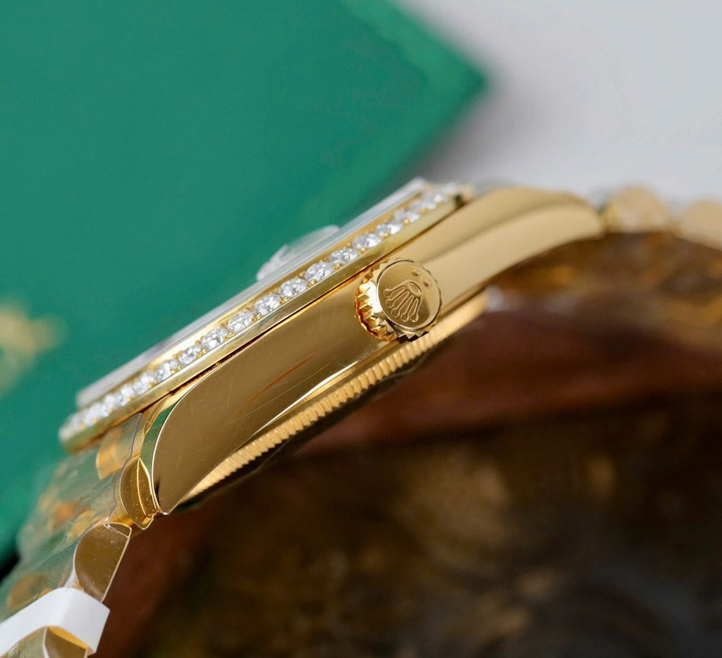 Rolex Day-Date Watch 18K Gold Wrapped + Moissanite Diamonds 36mm