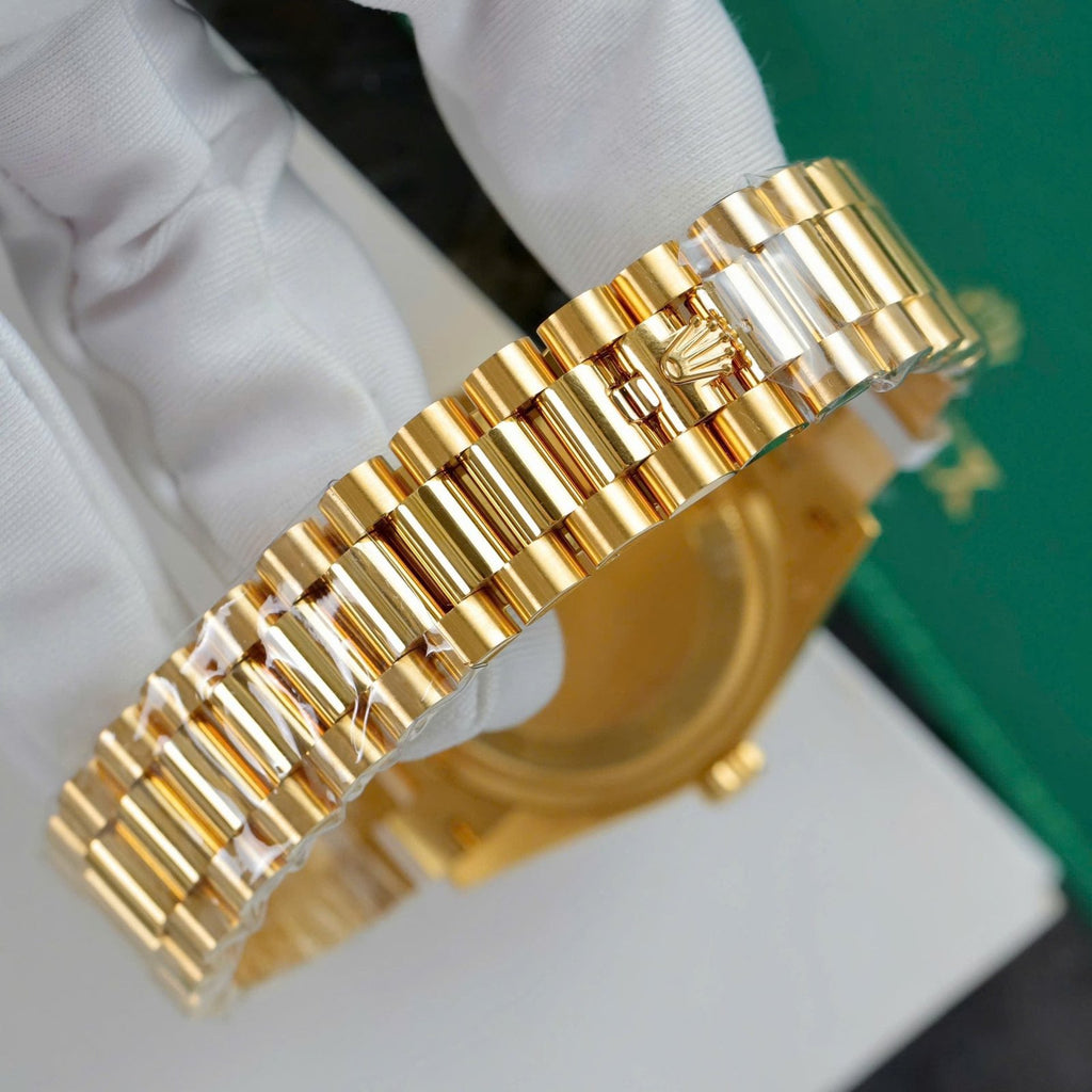 Rolex Day-Date Watch 18K Gold Wrapped + Moissanite Diamonds 36mm