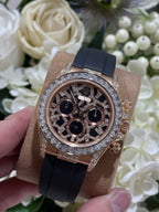 Rolex Daytona 116588TBR Giraffeb Chestnut Watch 18K Gold Wrapped + Moissanite Diamonds 40mm