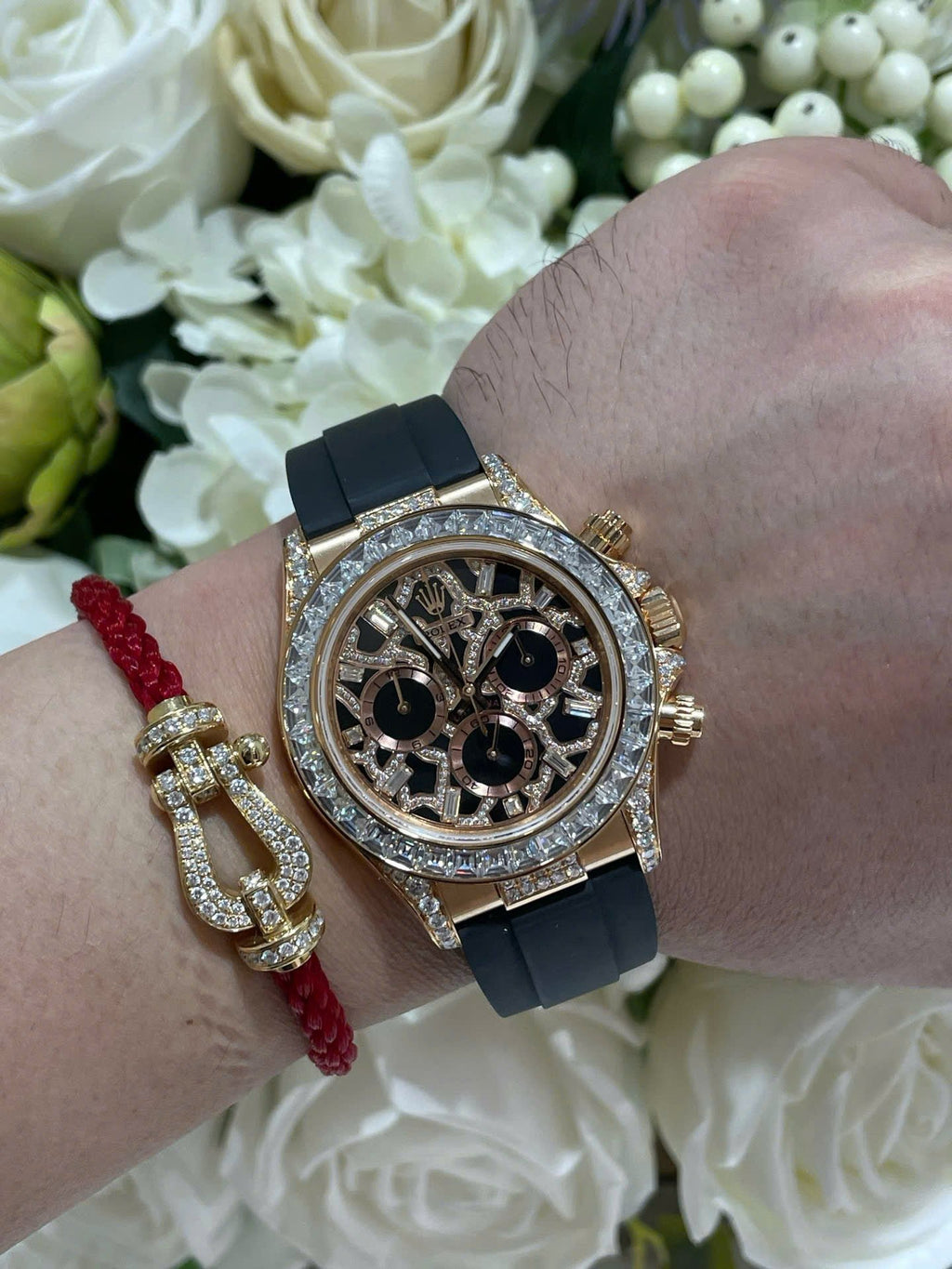 Rolex Daytona 116588TBR Giraffeb Chestnut Watch 18K Gold Wrapped + Moissanite Diamonds 40mm