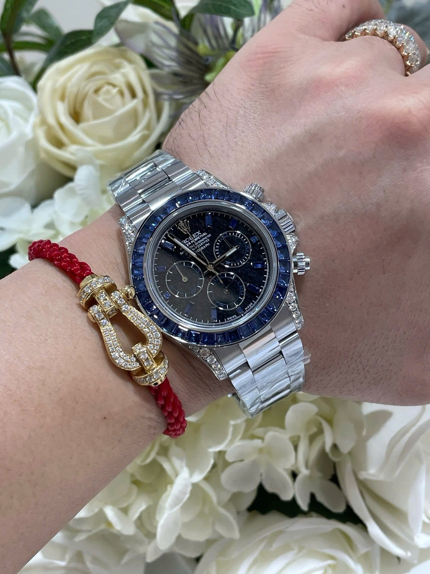 Rolex Daytona 126599TSA Watch 18K Gold Wrapped + Synthetic Blue Sapphire 40mm