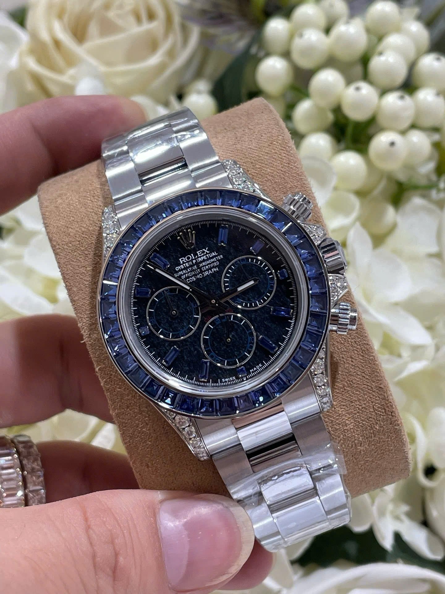Rolex Daytona 126599TSA Watch 18K Gold Wrapped + Synthetic Blue Sapphire 40mm