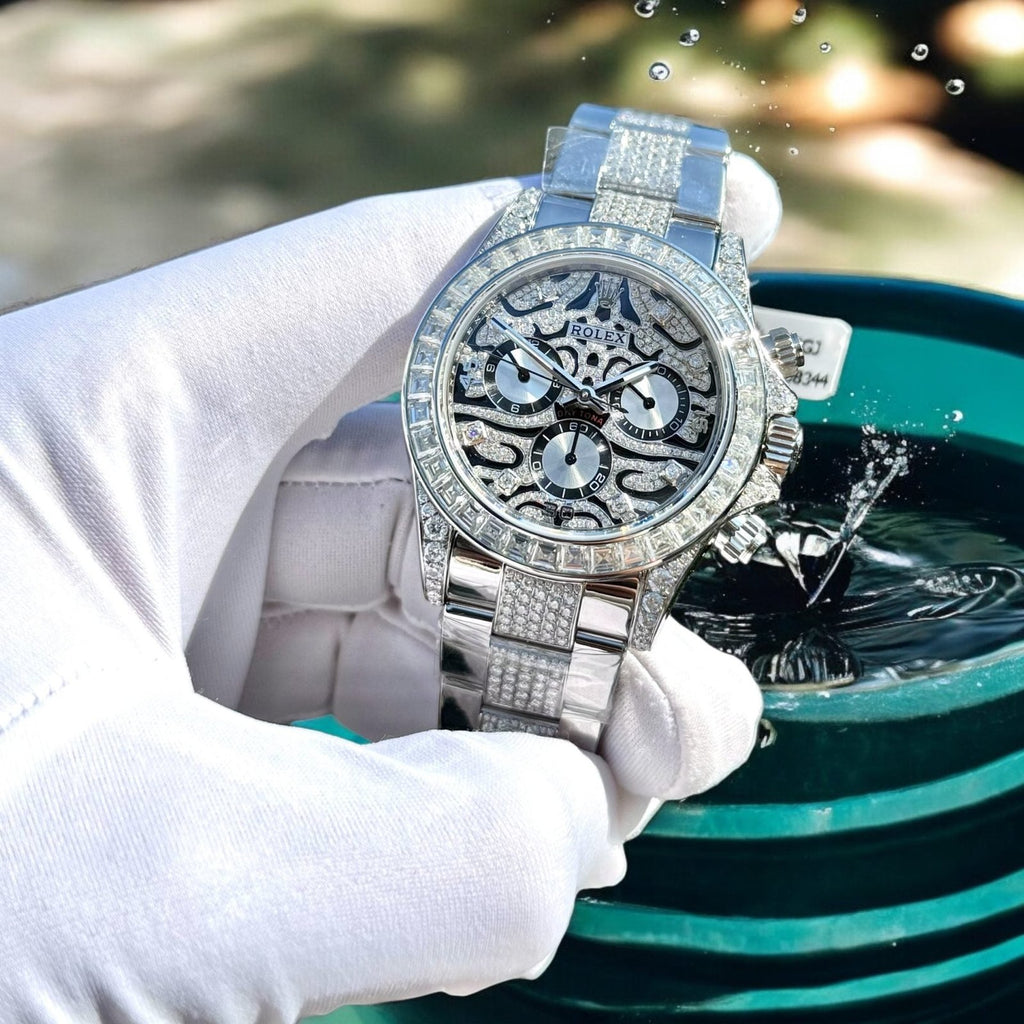 Rolex Cosmograph Daytona Eye Of The Tiger Moissanite Diamonds Watch 40mm