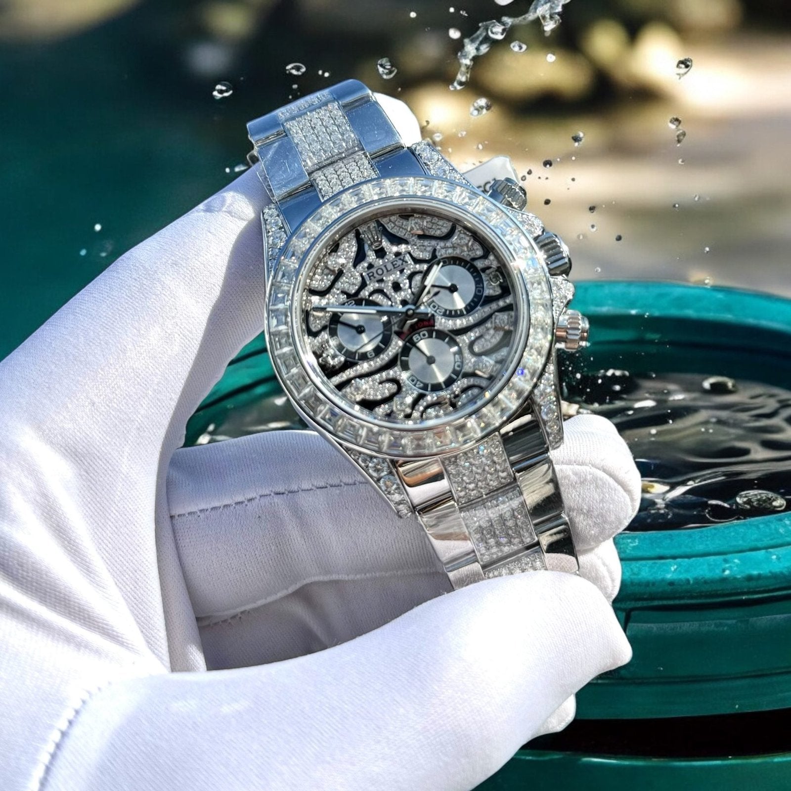 Rolex Cosmograph Daytona Eye Of The Tiger Moissanite Diamonds Watch 40mm