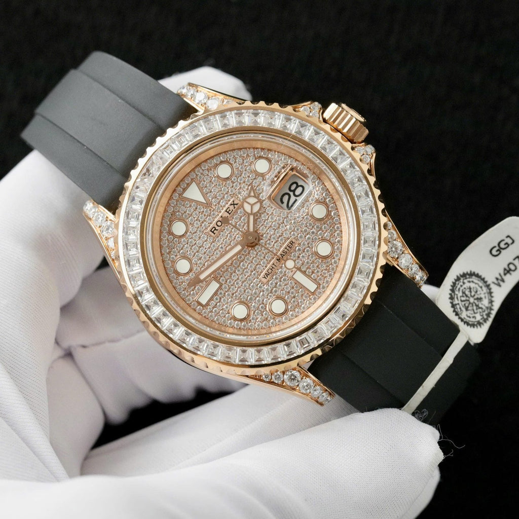 Rolex Yacht Watch Gold Wrapped + Moissanite Diamonds 40mm