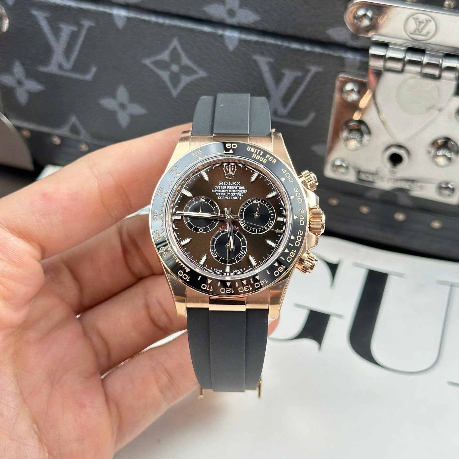 Rolex Cosmograph Daytona 126515 Watch Chocolate Dial Rubber Strap 40mm