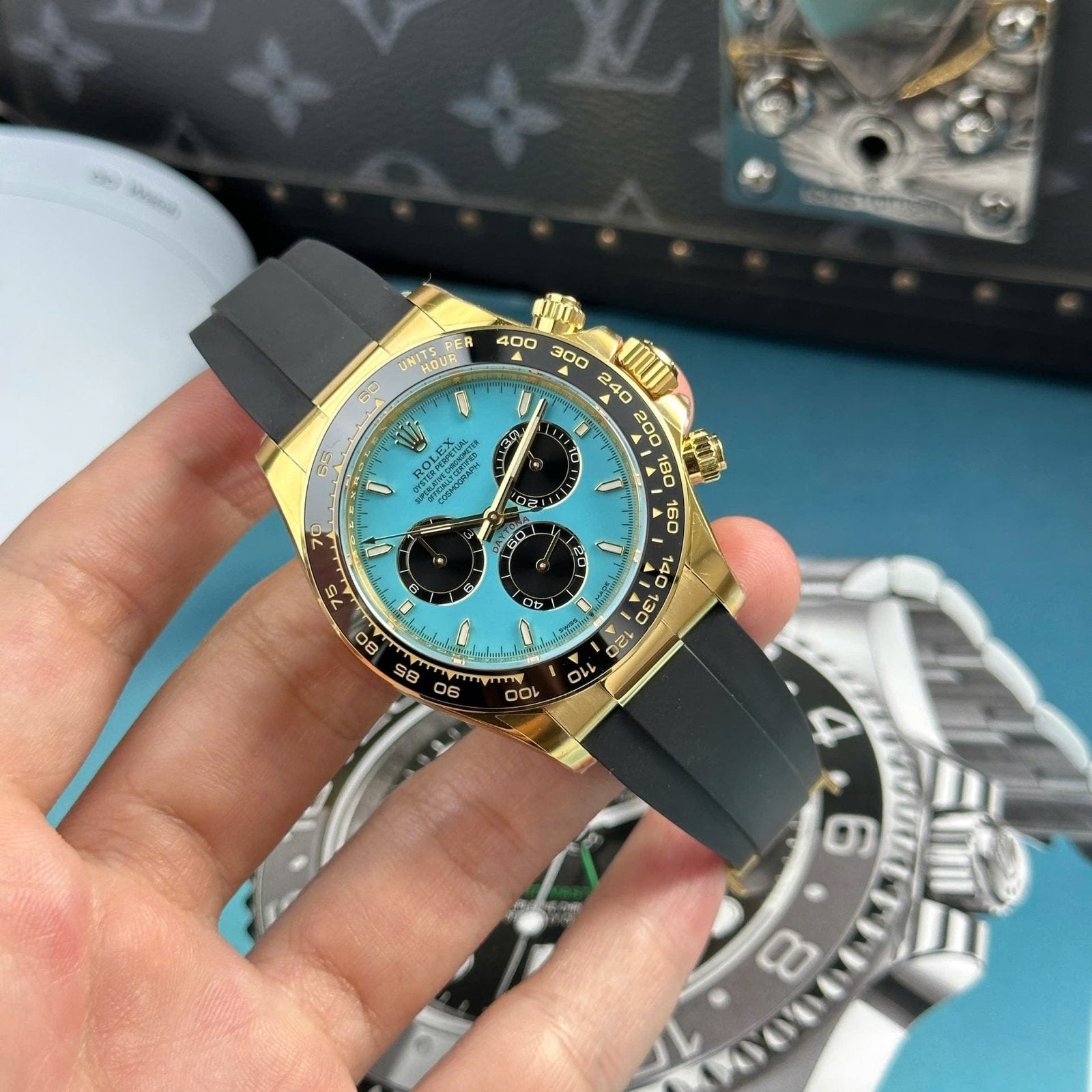 Rolex Cosmograph Daytona 126518LN Watch Turquoise Blue Lacquer Dial 40mm