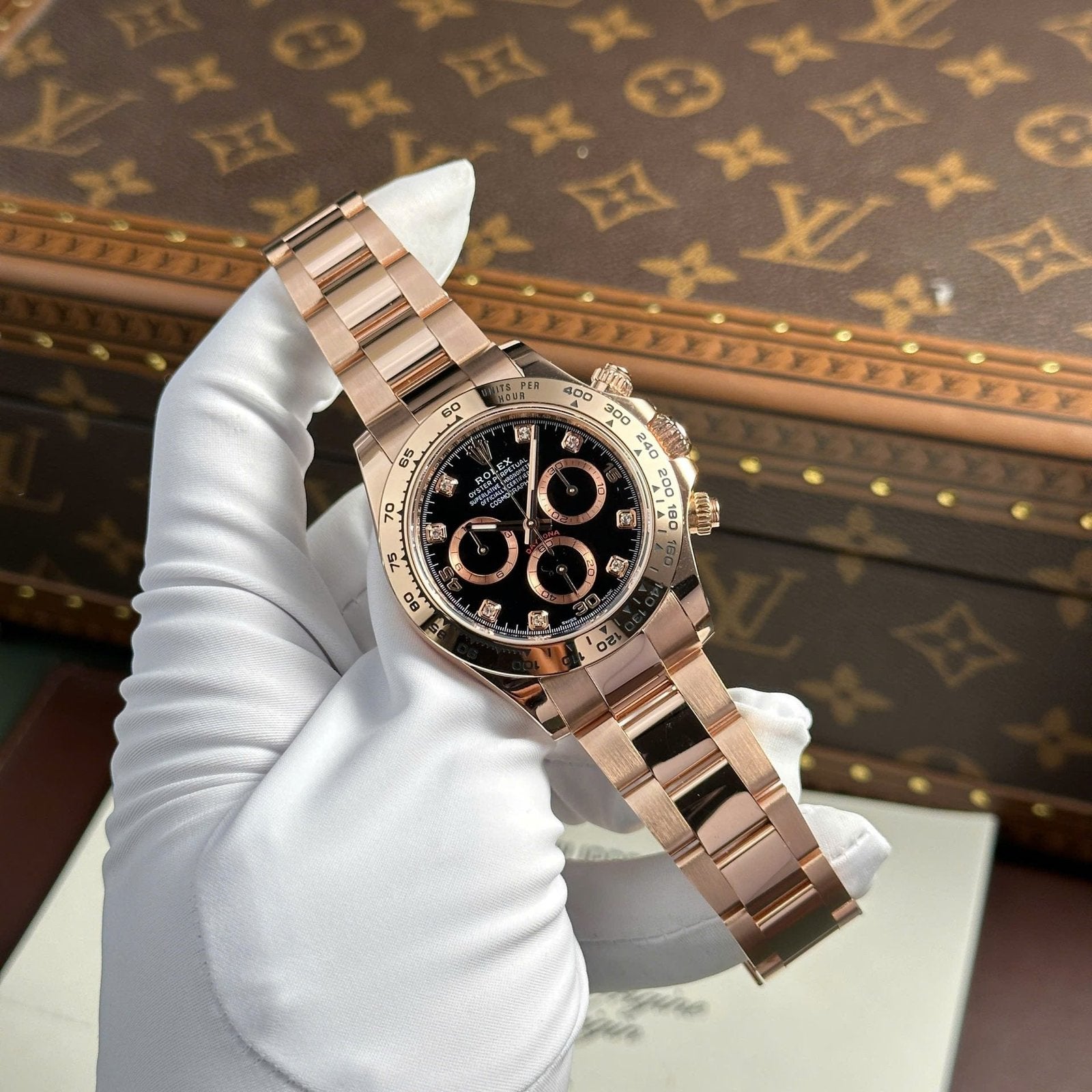 Rolex Cosmograph Daytona Dial Black Gold Wrapped Watch 40mm