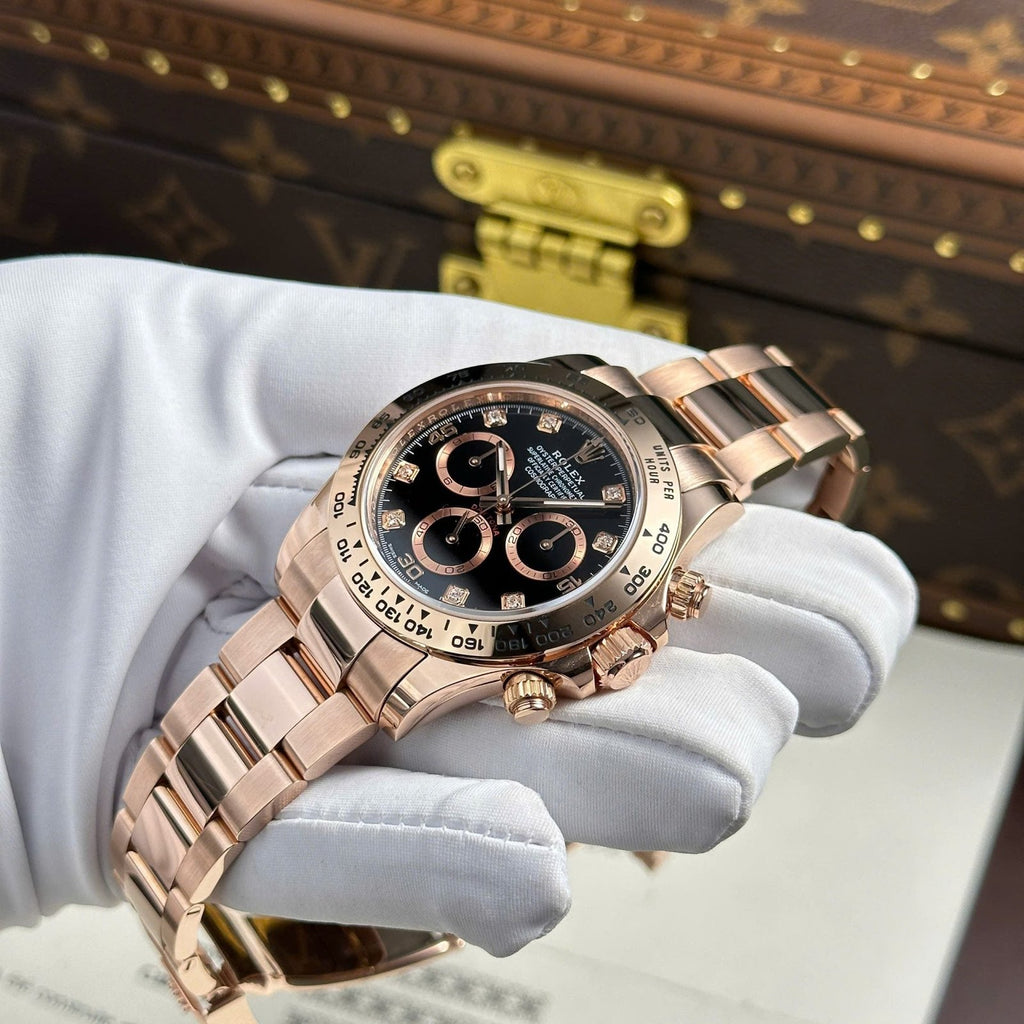 Rolex Cosmograph Daytona Dial Black Gold Wrapped Watch 40mm