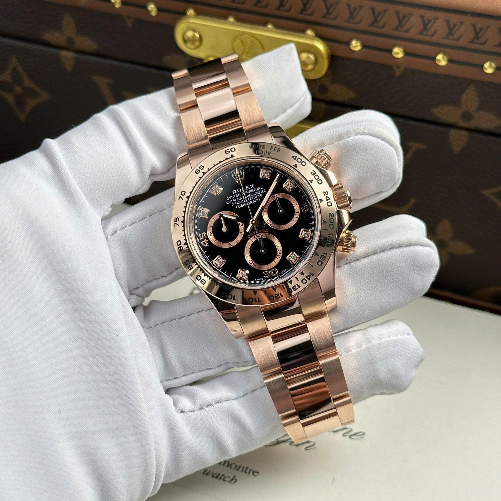 Rolex Cosmograph Daytona Dial Black Gold Wrapped Watch 40mm