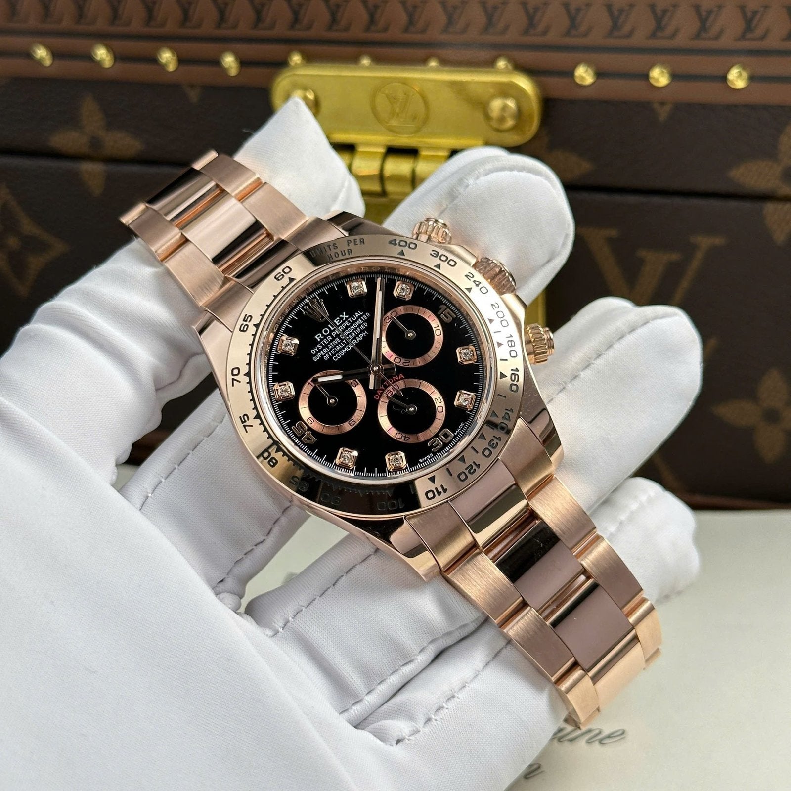 Rolex Cosmograph Daytona Dial Black Gold Wrapped Watch 40mm
