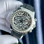 Rolex Cosmograph Daytona Eye Of The Tiger Watch Moissanite Baguette Diamonds 40mm
