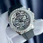 Rolex Cosmograph Daytona Eye Of The Tiger Watch Moissanite Baguette Diamonds 40mm