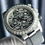 Rolex Cosmograph Daytona Eye Of The Tiger Watch Moissanite Baguette Diamonds 40mm