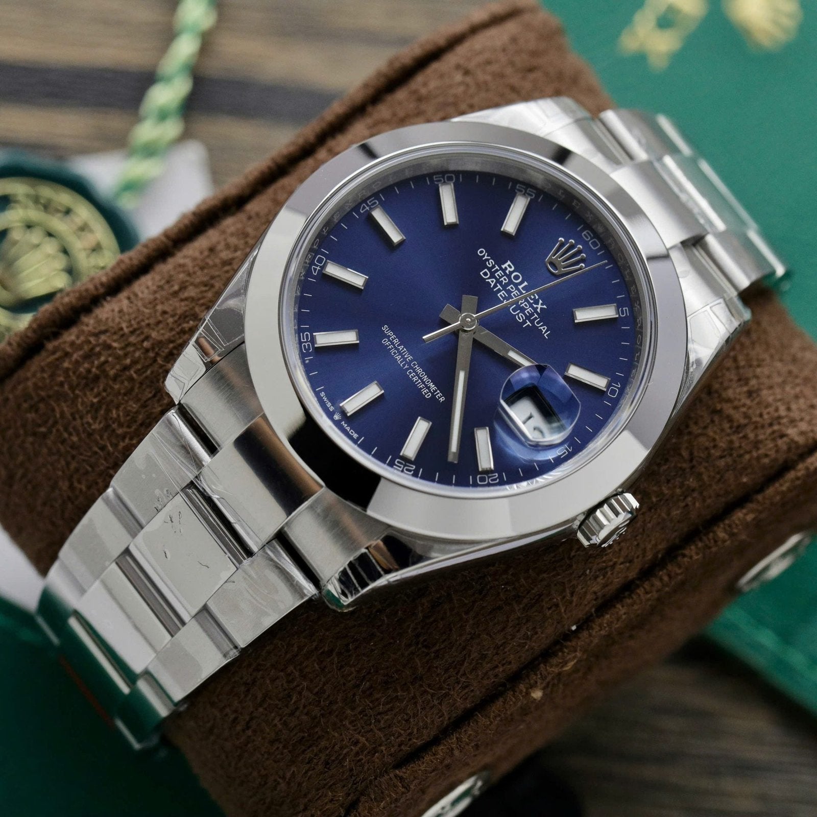 Rolex DateJust 126300 Watch Dial Blue Oyster Strap 41mm
