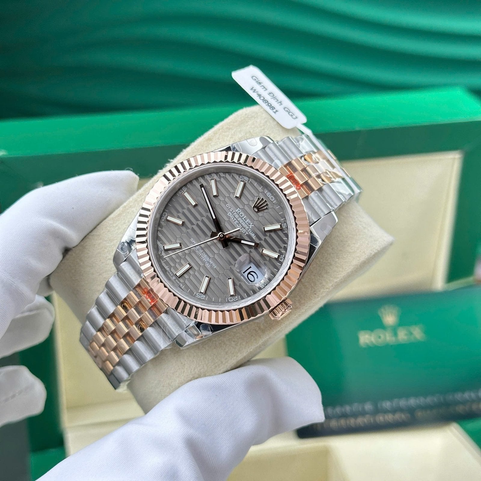 Rolex DateJust 126331 Gold Wrapped Gray Fluted Dial Watch 41mm