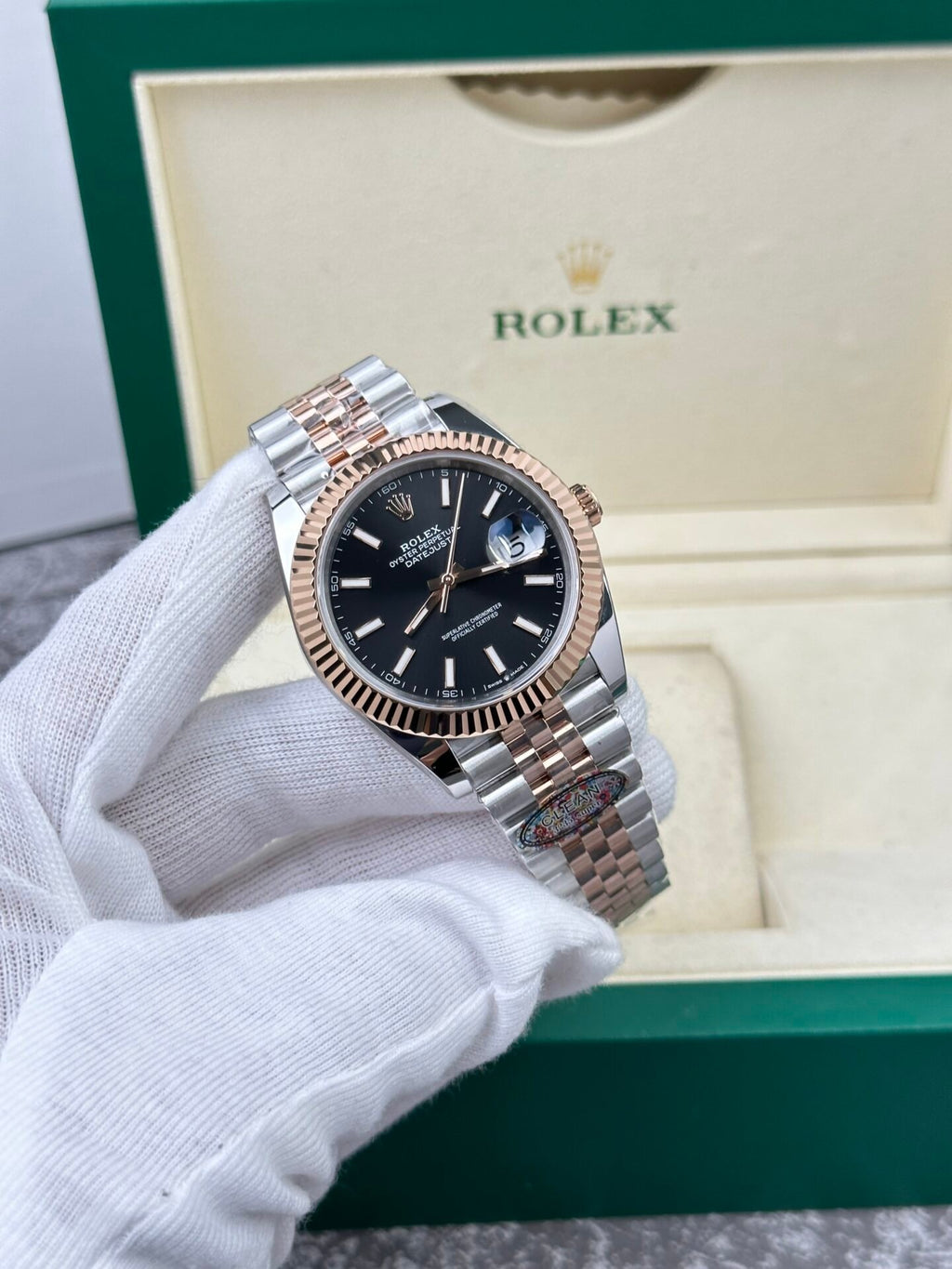 Rolex Watch Date Just 126331 Demi Rose Gold Black Dial 41mm