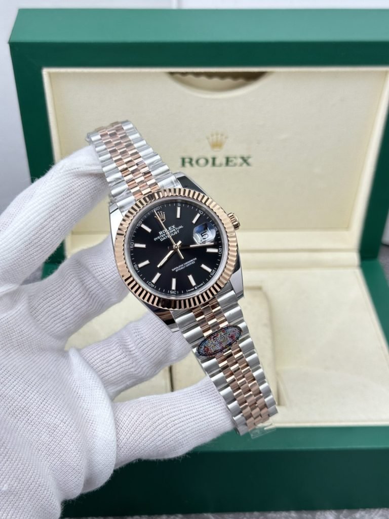 Rolex Watch Date Just 126331 Demi Rose Gold Black Dial 41mm