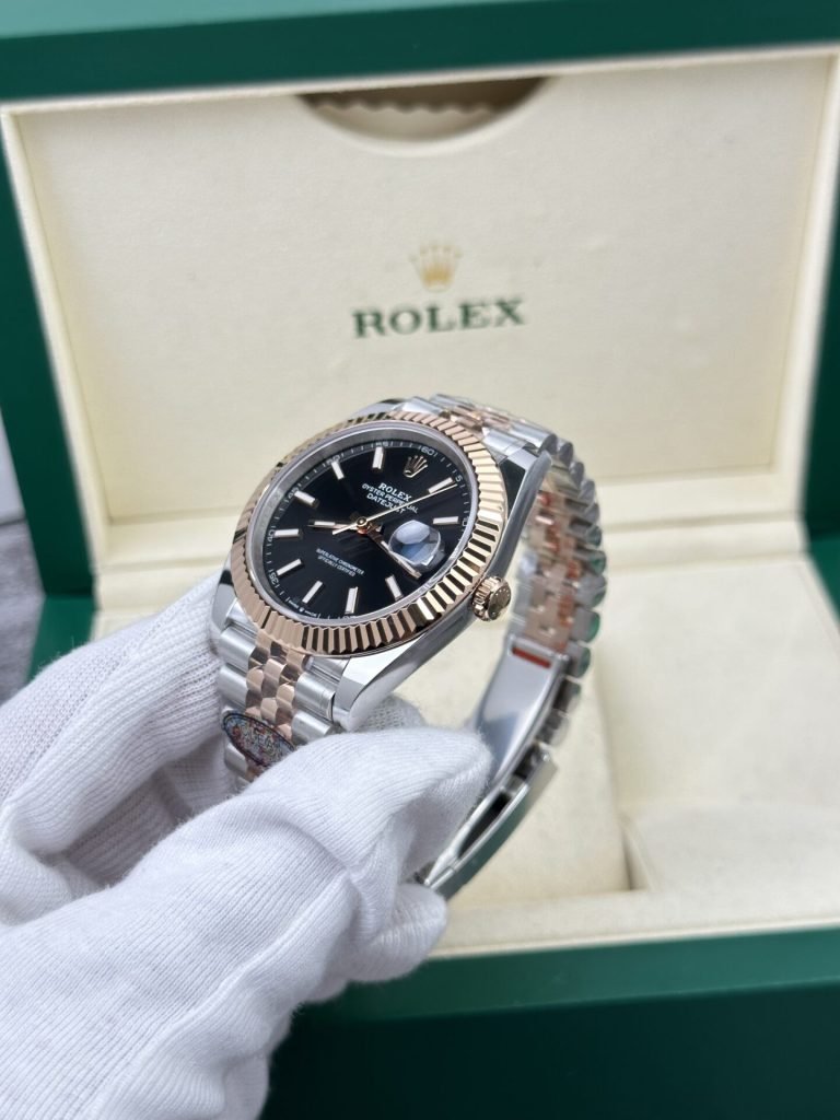 Rolex Watch Date Just 126331 Demi Rose Gold Black Dial 41mm