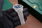 Rolex Date Just 126334 Watch Blue Dial Full Diamond Moissanite 41mm