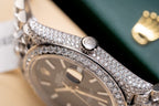 Rolex Date Just 126334 Watch Blue Dial Full Diamond Moissanite 41mm