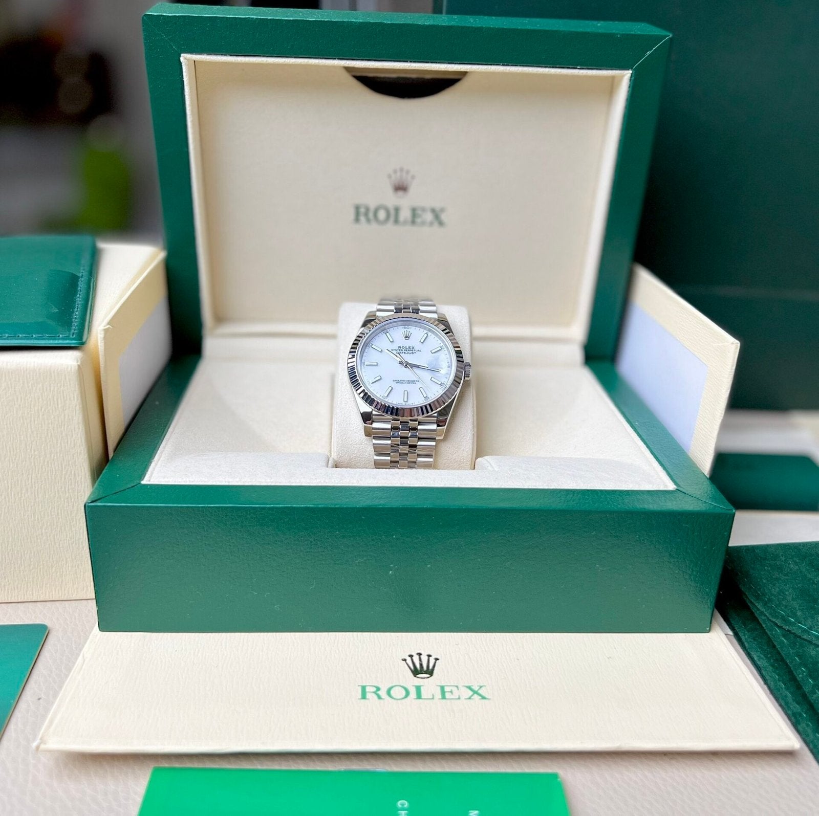 Rolex Date Just 126334 Watch White Enamel 41mm
