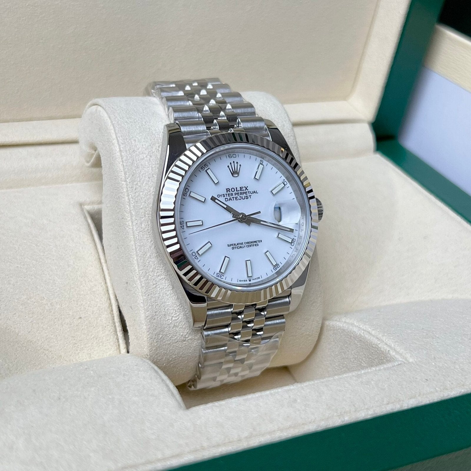 Rolex Date Just 126334 Watch White Enamel 41mm