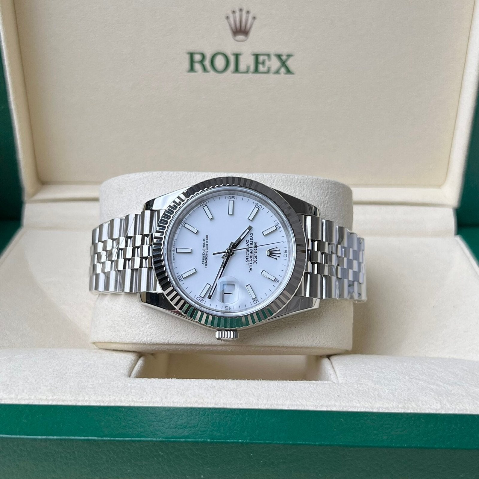 Rolex Date Just 126334 Watch White Enamel 41mm