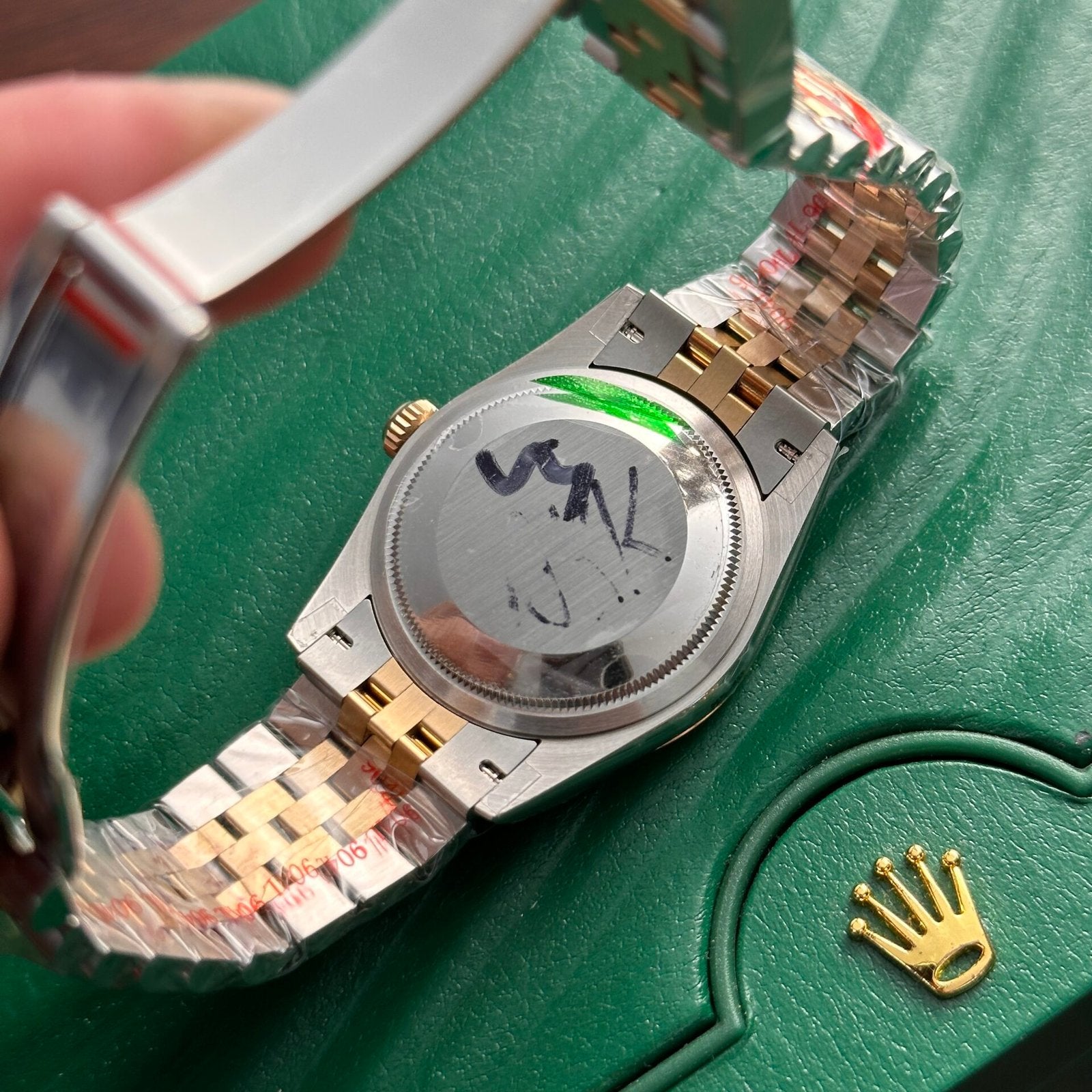 Rolex DateJust 18K Gold Wrapped Watch Palm Leaf Dial 36mm