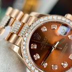 Rolex DateJust Gold Wrapped Moissanite Watch With Chocolate Dial 31mm