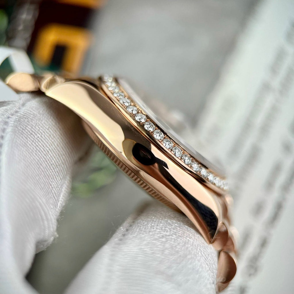 Rolex DateJust Gold Wrapped Moissanite Watch With Chocolate Dial 31mm