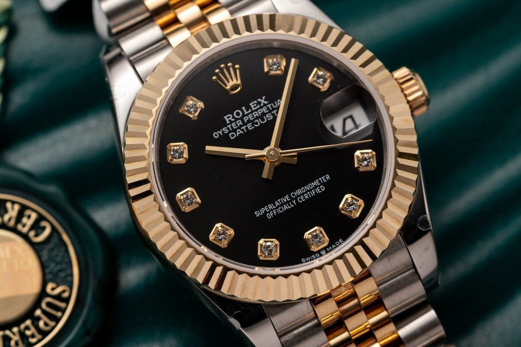 Rolex Watch Date Just Gold Wrapped Black Dial 31mm