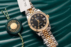 Rolex Watch Date Just Gold Wrapped Black Dial 31mm