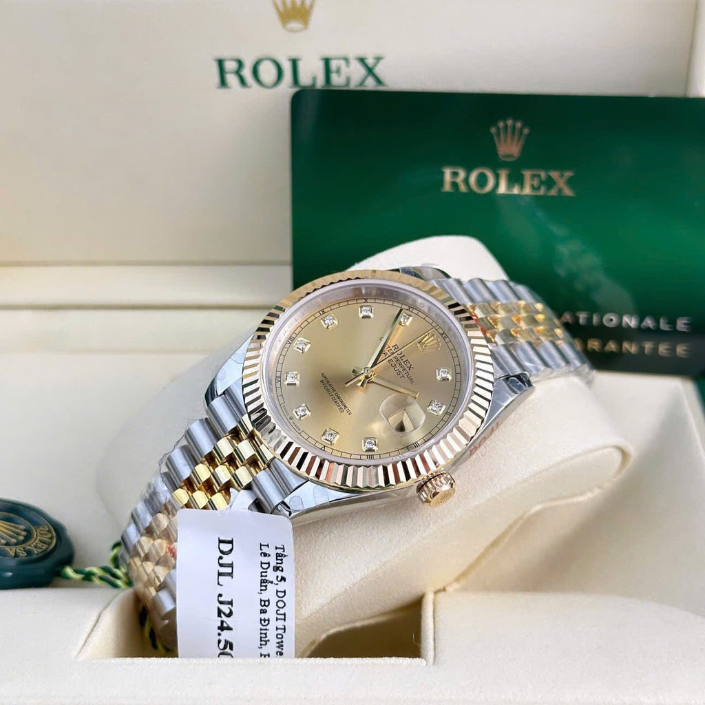 Rolex DateJust Gold Wrapped Watch Champagne Dial 41mm