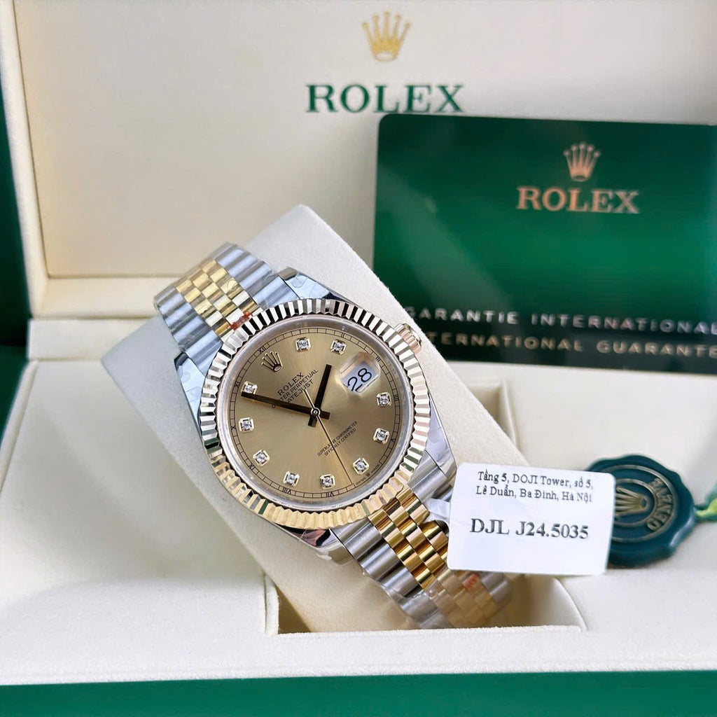 Rolex DateJust Gold Wrapped Watch Champagne Dial 41mm