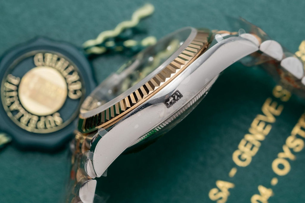 Rolex Date Just Black Dial Gold Wrapped Watch 36mm
