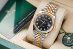 Rolex Date Just Black Dial Gold Wrapped Watch 36mm