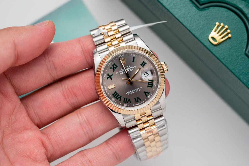 Rolex Watch Date Just Dial Wimbledon Gold Wrapped 36mm