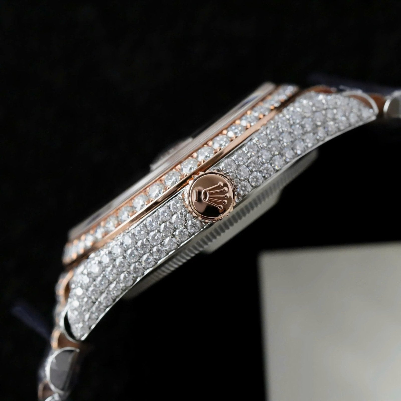 Rolex DateJust Watch 18K Gold Wrapped + Full Moissanite Diamonds 36mm