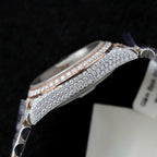 Rolex DateJust Watch 18K Gold Wrapped + Full Moissanite Diamonds 36mm