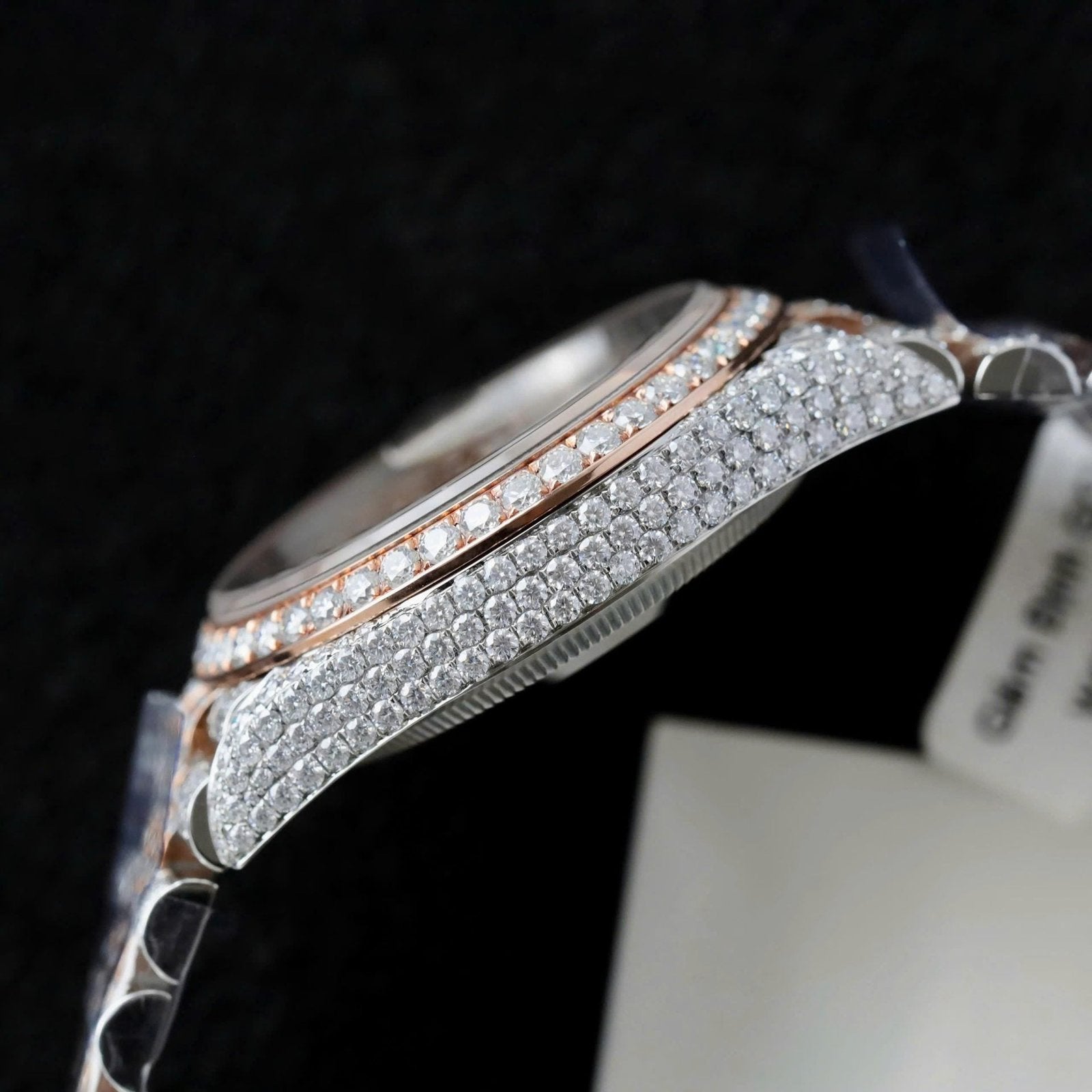 Rolex DateJust Watch 18K Gold Wrapped + Full Moissanite Diamonds 36mm