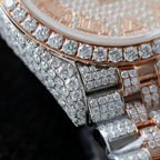 Rolex DateJust Watch 18K Gold Wrapped + Full Moissanite Diamonds 36mm