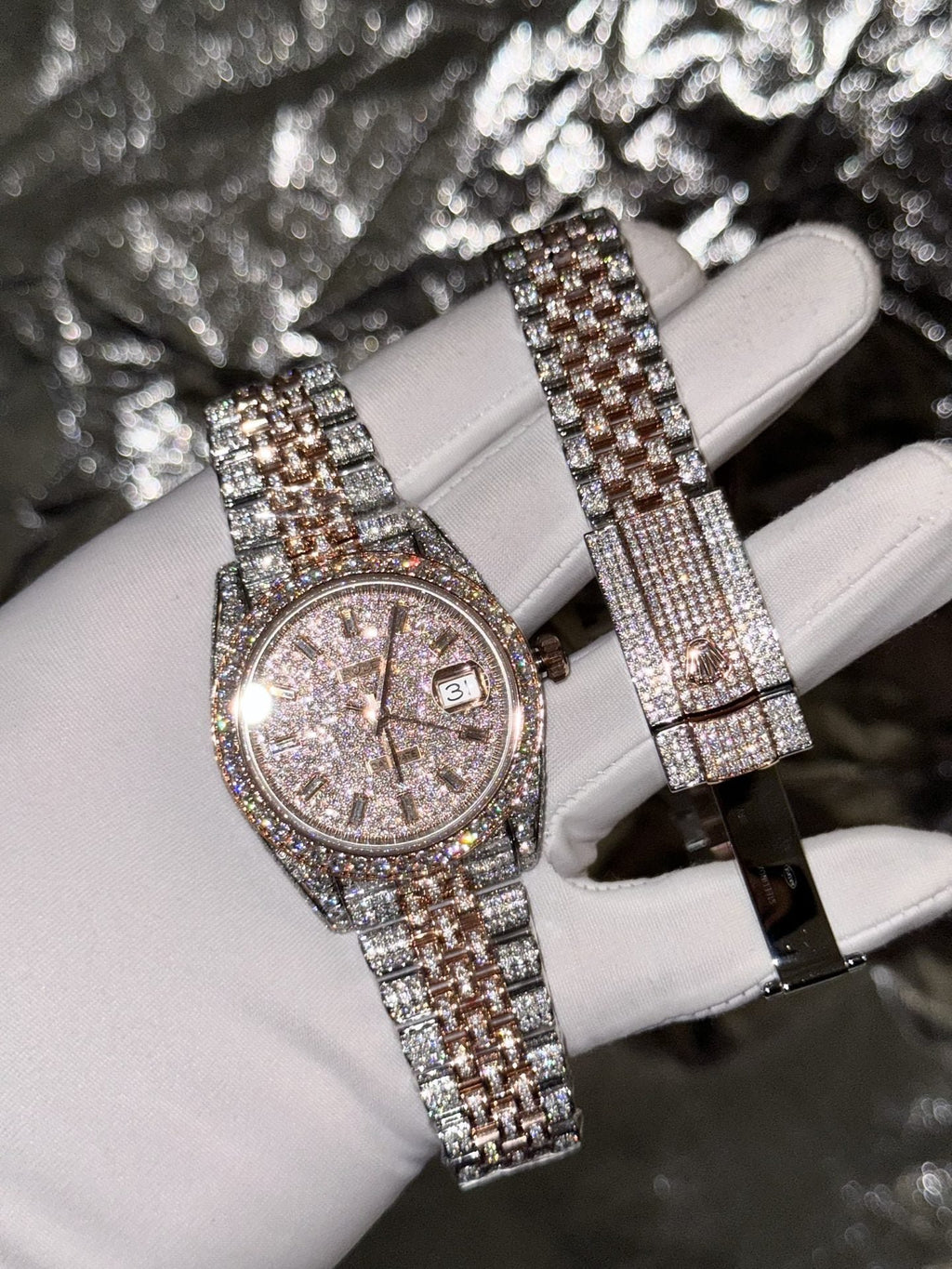 Rolex Watch Date Just With Full Diamond Moissanite 41mm