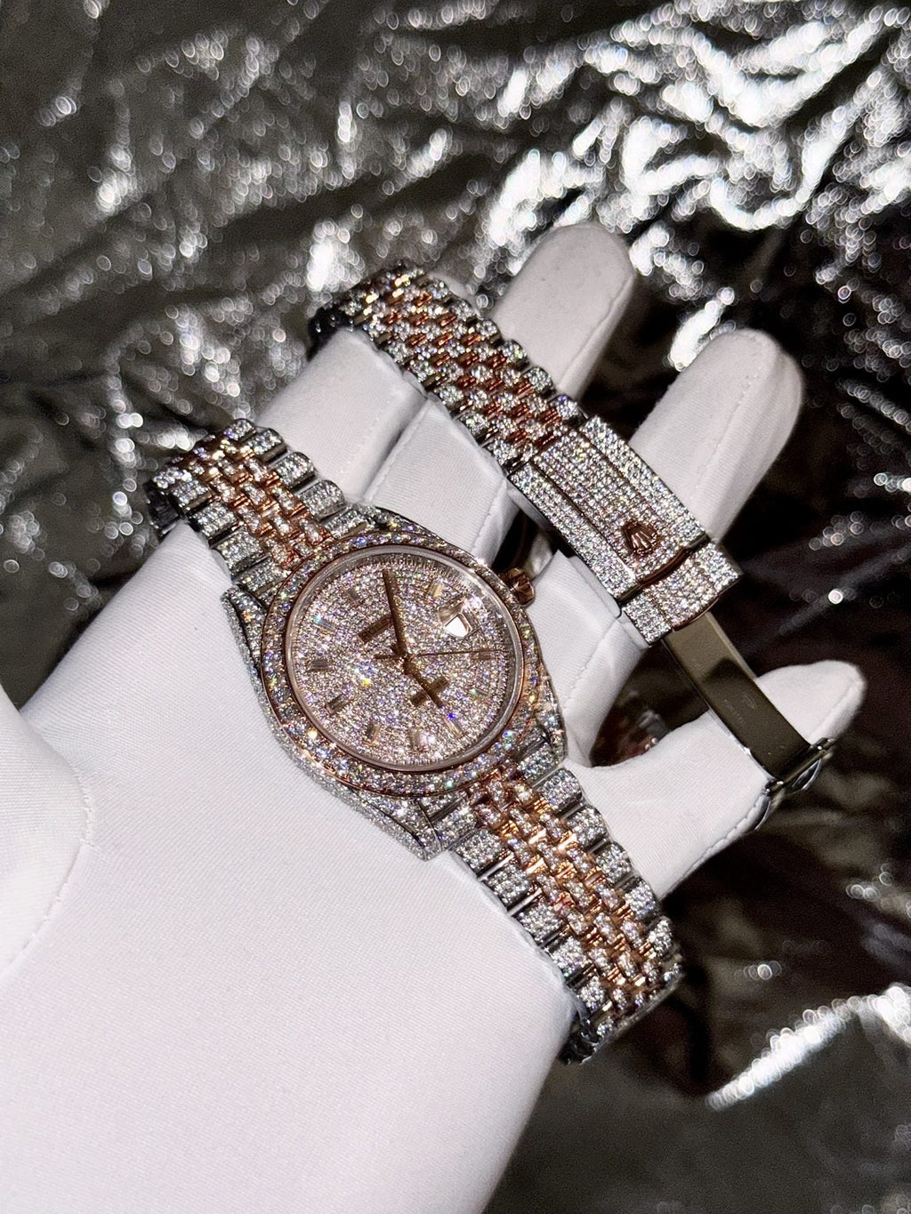 Rolex Watch Date Just With Full Diamond Moissanite 41mm