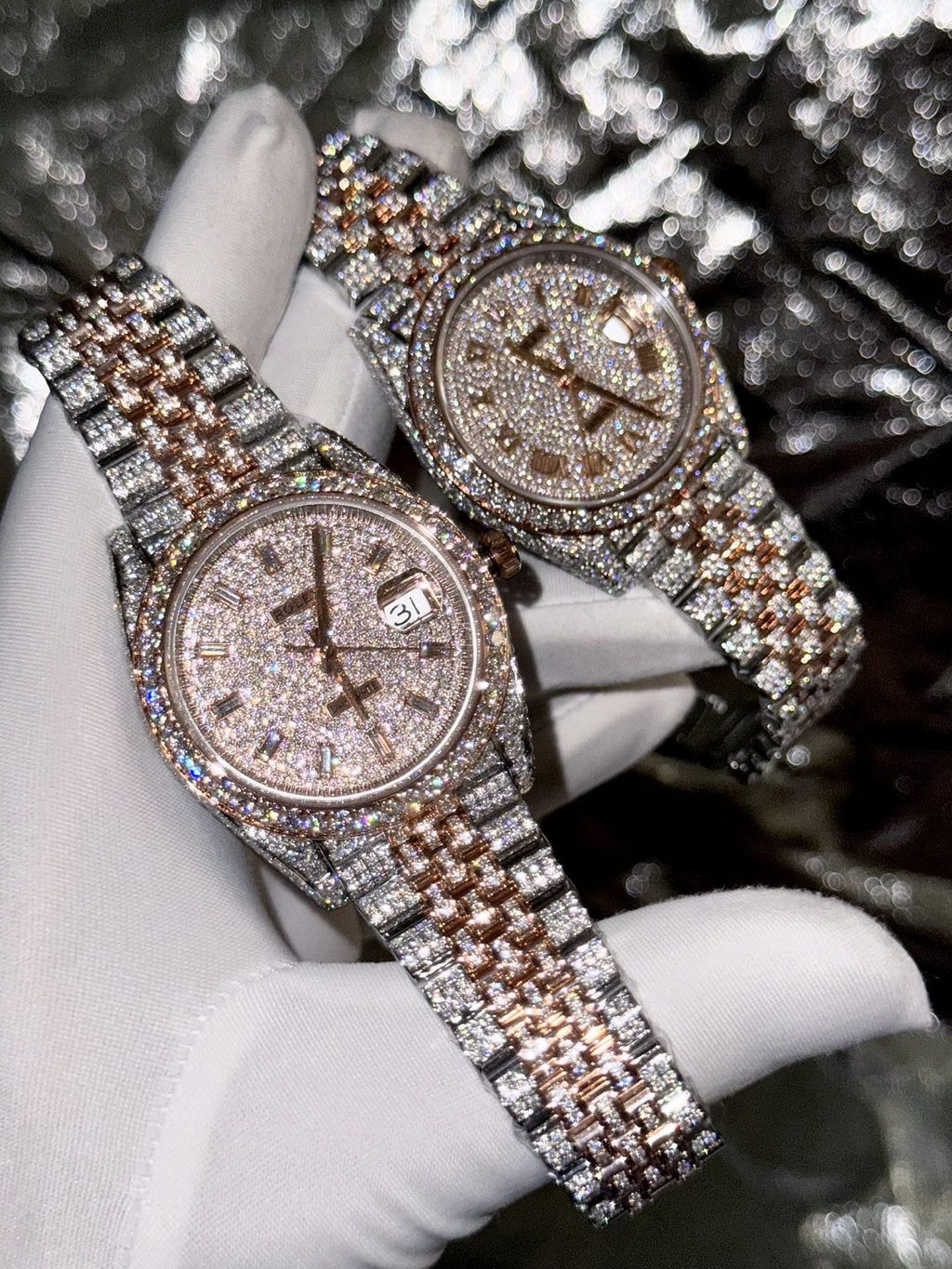 Rolex Watch Date Just With Full Diamond Moissanite 41mm