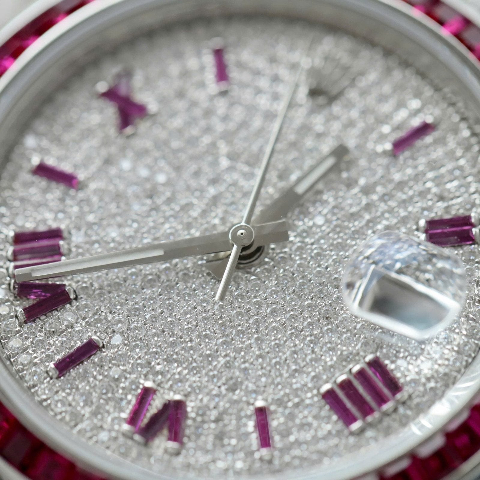 Rolex DateJust Watch Ruby + Diamond Moissanite 41mm