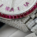 Rolex DateJust Watch Ruby + Diamond Moissanite 41mm